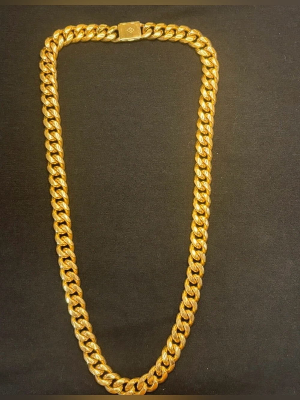 Golden Gilt 12mm Miami Cuban Link Necklace – 24” – 18K Gold Plated 316L Stainles - Picture 3 of 7